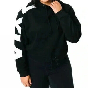 Zyia Active Black Cropped Hoodie Sweatshirt Size 2XL